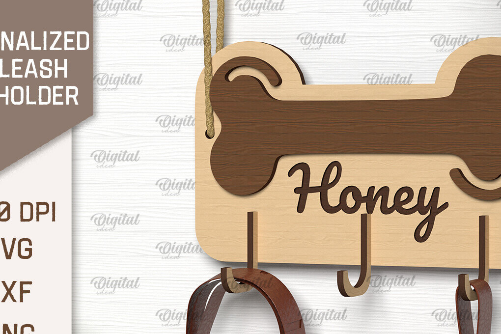 Σετ των 2 Intra απο ξύλο plywood 3mm-4mm πάχος – Εξατομικευμένη θήκη λουριών σκύλου Δίασταση  20x20 cm INTRAFABR-102598131