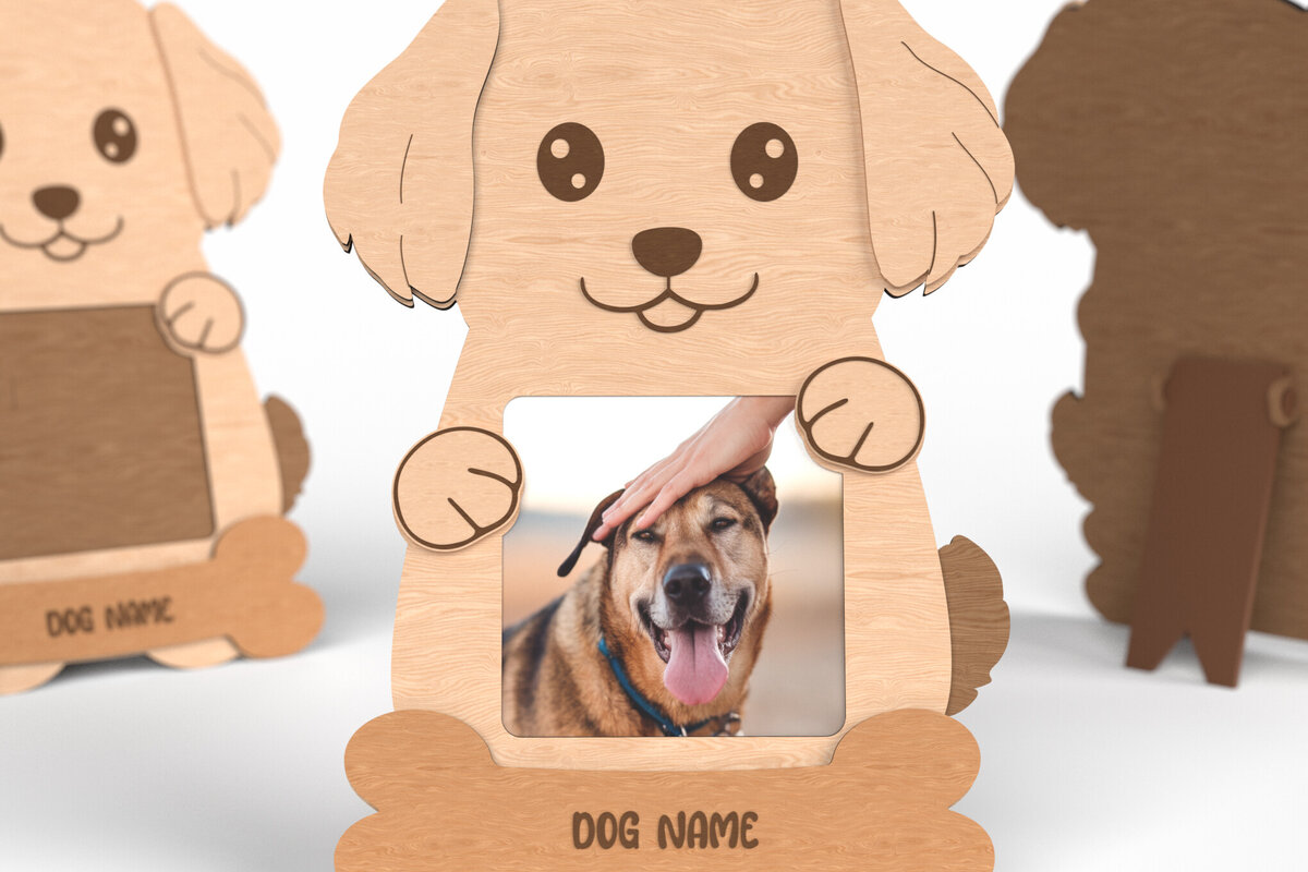 Σετ των 2 Intra απο ξύλο plywood 3mm-4mm πάχος – Εξατομικευμένη κορνίζας για σκύλους Δίασταση  20x20 cm INTRAFABR-117292800