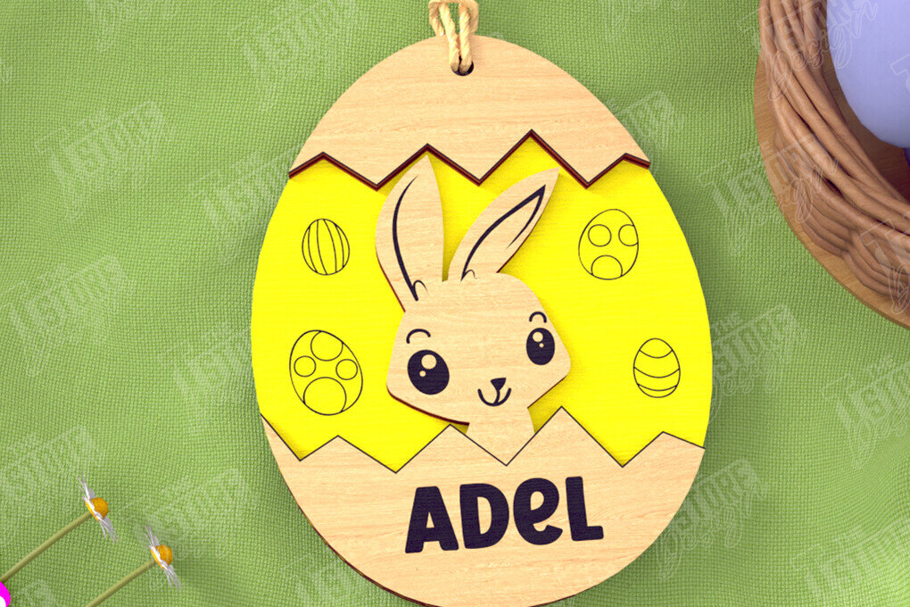 Σετ των 2 Intra απο ξύλο plywood 3mm-4mm πάχος – Εξατομικευμένες ετικέτες πασχαλινού καλαθιού για παιδιά Δίασταση  20x20 cm INTRAFABR-115451549