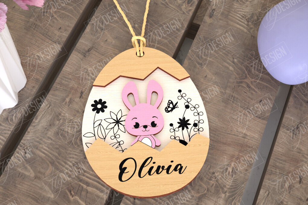 Σετ των 2 Intra απο ξύλο plywood 3mm-4mm πάχος – Εξατομικευμένες ετικέτες πασχαλινού καλαθιού για παιδιά Δίασταση  20x20 cm INTRAFABR-115451904