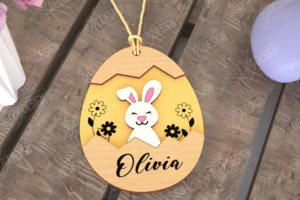 Σετ των 2 Intra απο ξύλο plywood 3mm-4mm πάχος – Εξατομικευμένες ετικέτες πασχαλινού καλαθιού για παιδιά Δίασταση  20x20 cm INTRAFABR-115451907