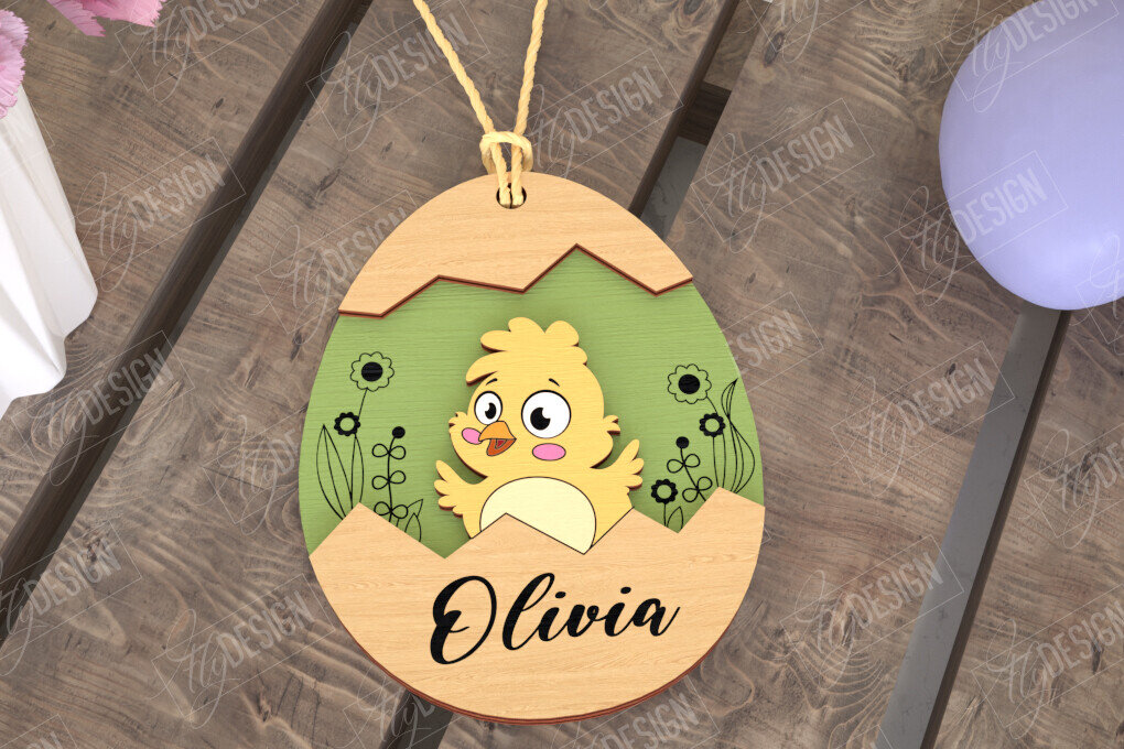 Σετ των 2 Intra απο ξύλο plywood 3mm-4mm πάχος – Εξατομικευμένες ετικέτες πασχαλινού καλαθιού για παιδιά Δίασταση  20x20 cm INTRAFABR-115451926