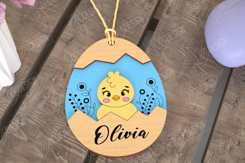 Σετ των 2 Intra απο ξύλο plywood 3mm-4mm πάχος – Εξατομικευμένες ετικέτες πασχαλινού καλαθιού για παιδιά Δίασταση  20x20 cm INTRAFABR-115451930