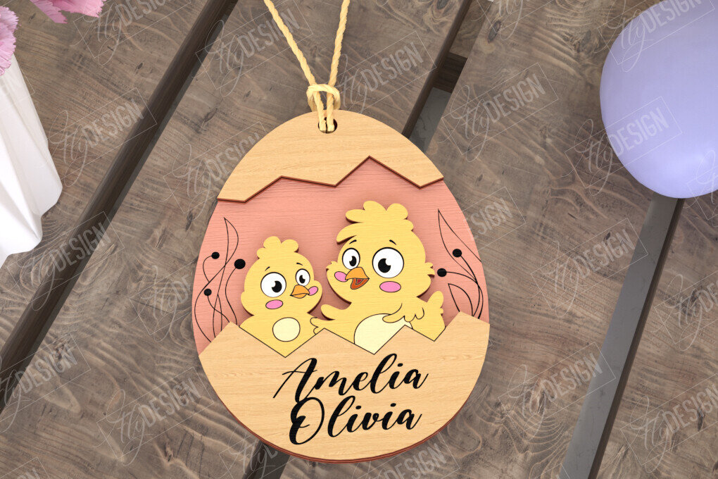 Σετ των 2 Intra απο ξύλο plywood 3mm-4mm πάχος – Εξατομικευμένες ετικέτες πασχαλινού καλαθιού για παιδιά Δίασταση  20x20 cm INTRAFABR-115451933