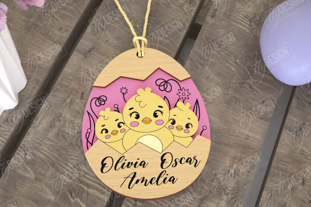 Σετ των 2 Intra απο ξύλο plywood 3mm-4mm πάχος – Εξατομικευμένες ετικέτες πασχαλινού καλαθιού για παιδιά Δίασταση  20x20 cm INTRAFABR-115451939