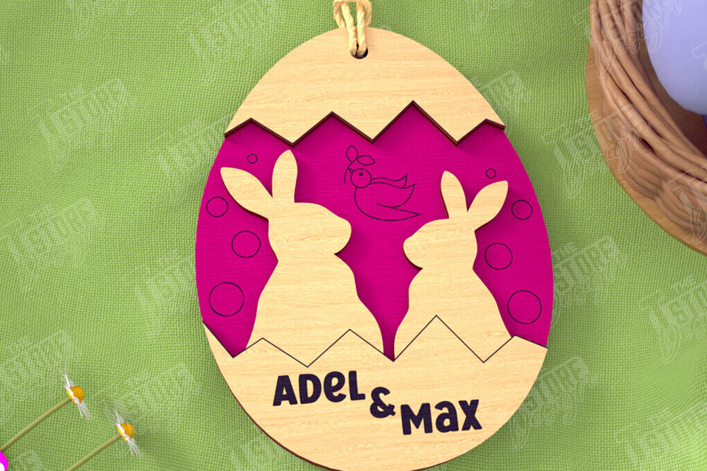 Σετ των 2 Intra απο ξύλο plywood 3mm-4mm πάχος – Εξατομικευμένες ετικέτες πασχαλινού καλαθιού για παιδιά Δίασταση  20x20 cm INTRAFABR-115451521