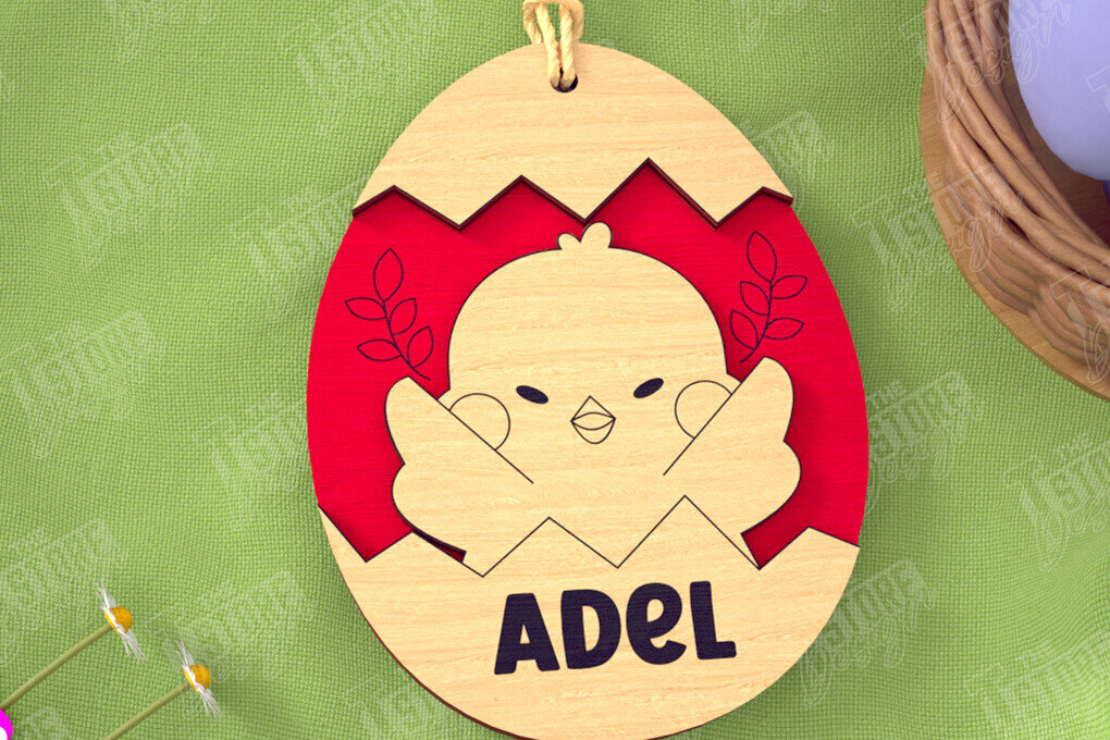 Σετ των 2 Intra απο ξύλο plywood 3mm-4mm πάχος – Εξατομικευμένες ετικέτες πασχαλινού καλαθιού για παιδιά Δίασταση  20x20 cm INTRAFABR-115451543