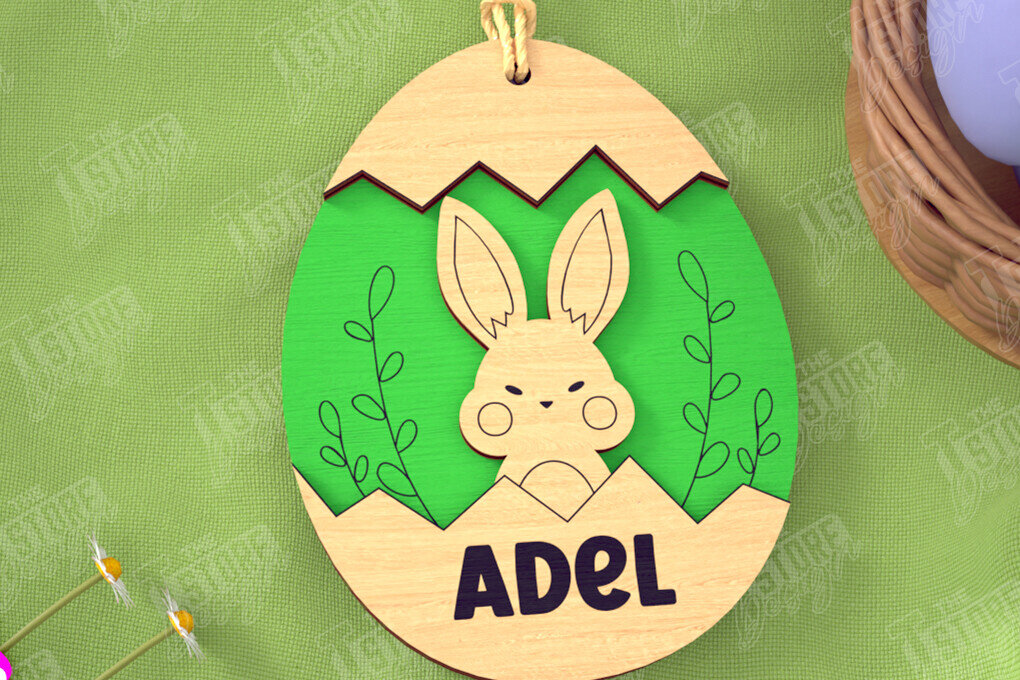 Σετ των 2 Intra απο ξύλο plywood 3mm-4mm πάχος – Εξατομικευμένες ετικέτες πασχαλινού καλαθιού για παιδιά Δίασταση  20x20 cm INTRAFABR-115451506