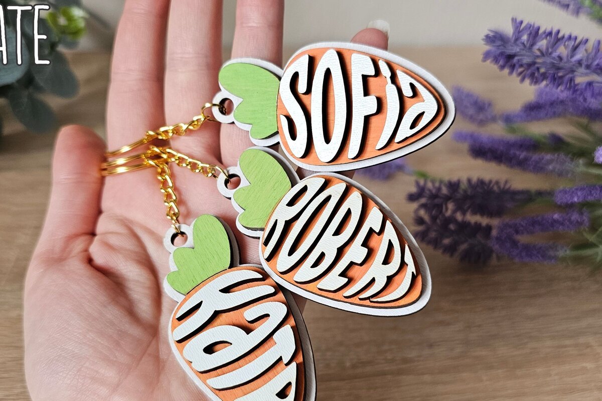 Intra απο ξύλο plywood 3mm-4mm πάχος – Εξατομικευμένο Μπρελόκ Πασχαλινό Καρότο Δίασταση  5x5 cm INTRAFABR-117012467