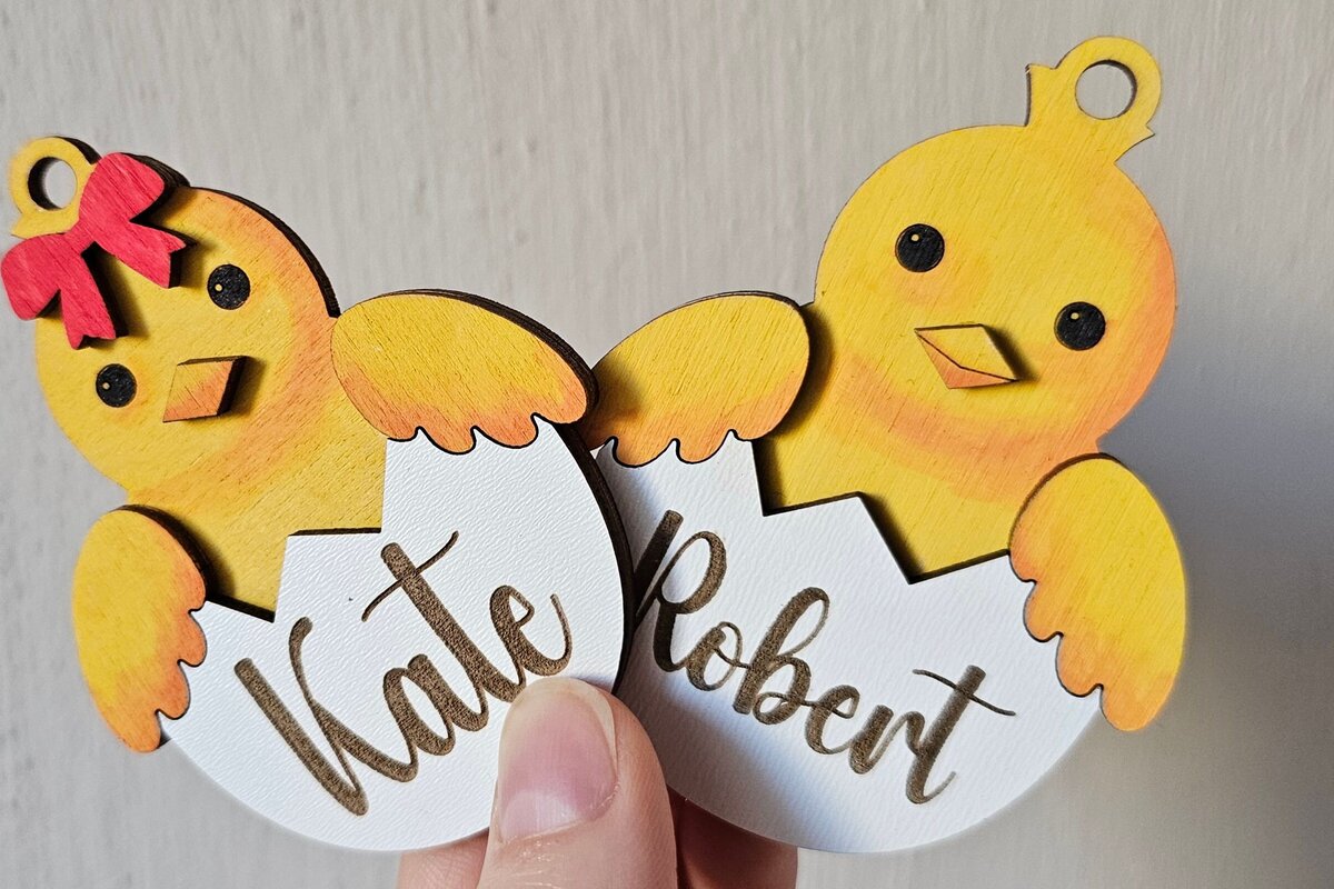 Σετ των 2 Intra απο ξύλο plywood 3mm-4mm πάχος – Εξατομικευμένη Πασχαλινή Ετικέτα Custom Δίασταση  20x20 cm INTRAFABR-118353702