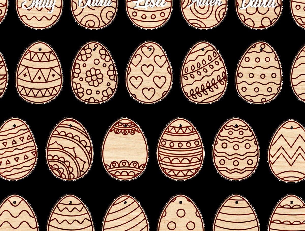 Σετ των 2 Intra απο ξύλο plywood 3mm-4mm πάχος – Εξατομικευμένη ετικέτα ονόματος Πασχαλινού αυγού Δίασταση  20x20 cm INTRAFABR-117924083