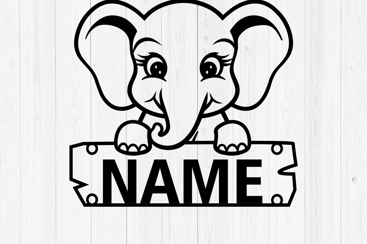 Σετ των 2 Intra απο ξύλο plywood 3mm-4mm πάχος – Εξατομικευμένη πινακίδα ονόματος ελέφαντα Δίασταση  20x20 cm INTRAFABR-117898472