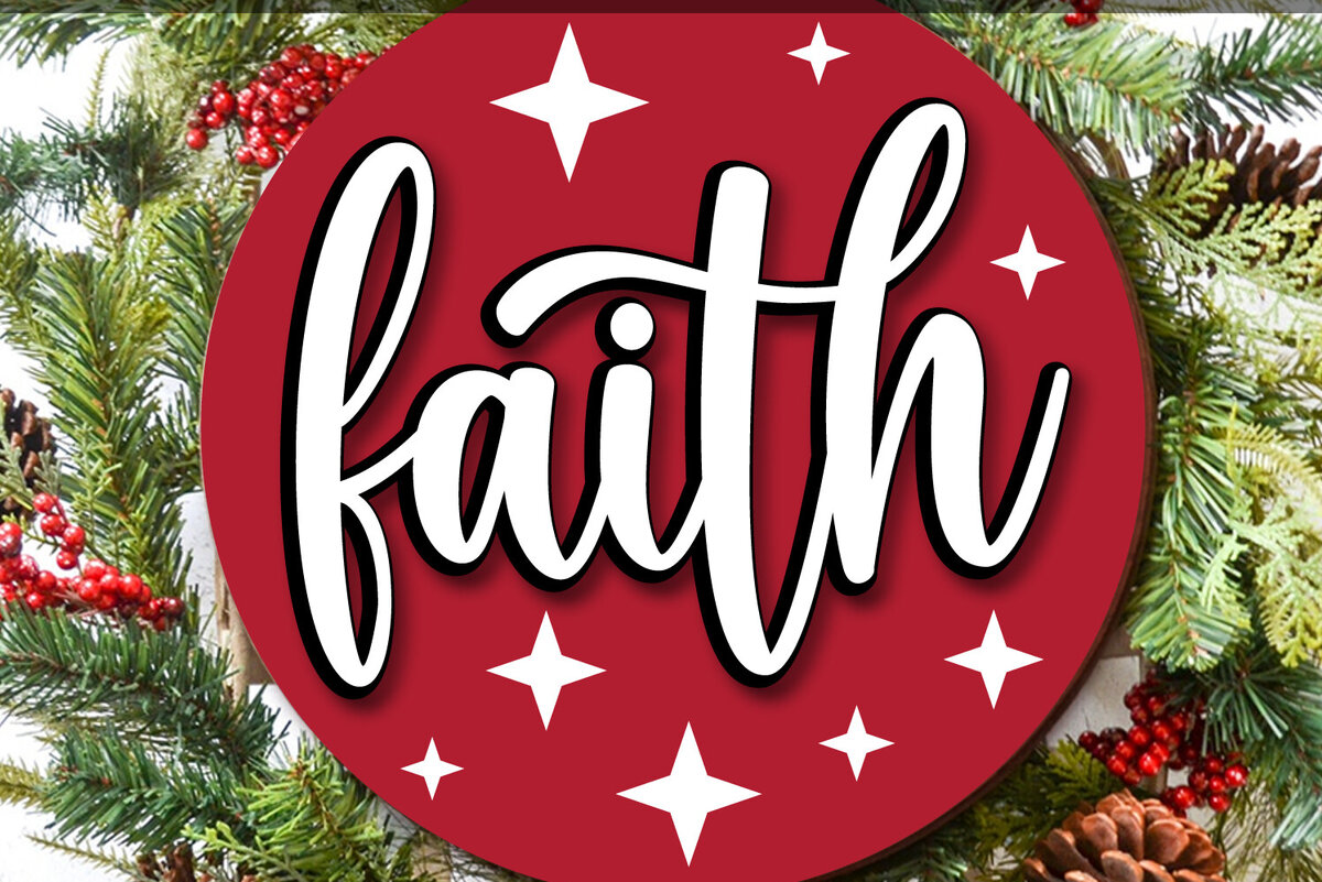 Σετ των 2 Intra απο ξύλο plywood 3mm-4mm πάχος – Εξατομικευμένη πίστη Χριστουγεννιάτικη Στρογγυλή πινακίδα Δίασταση  20x20 cm INTRAFABR-118101673