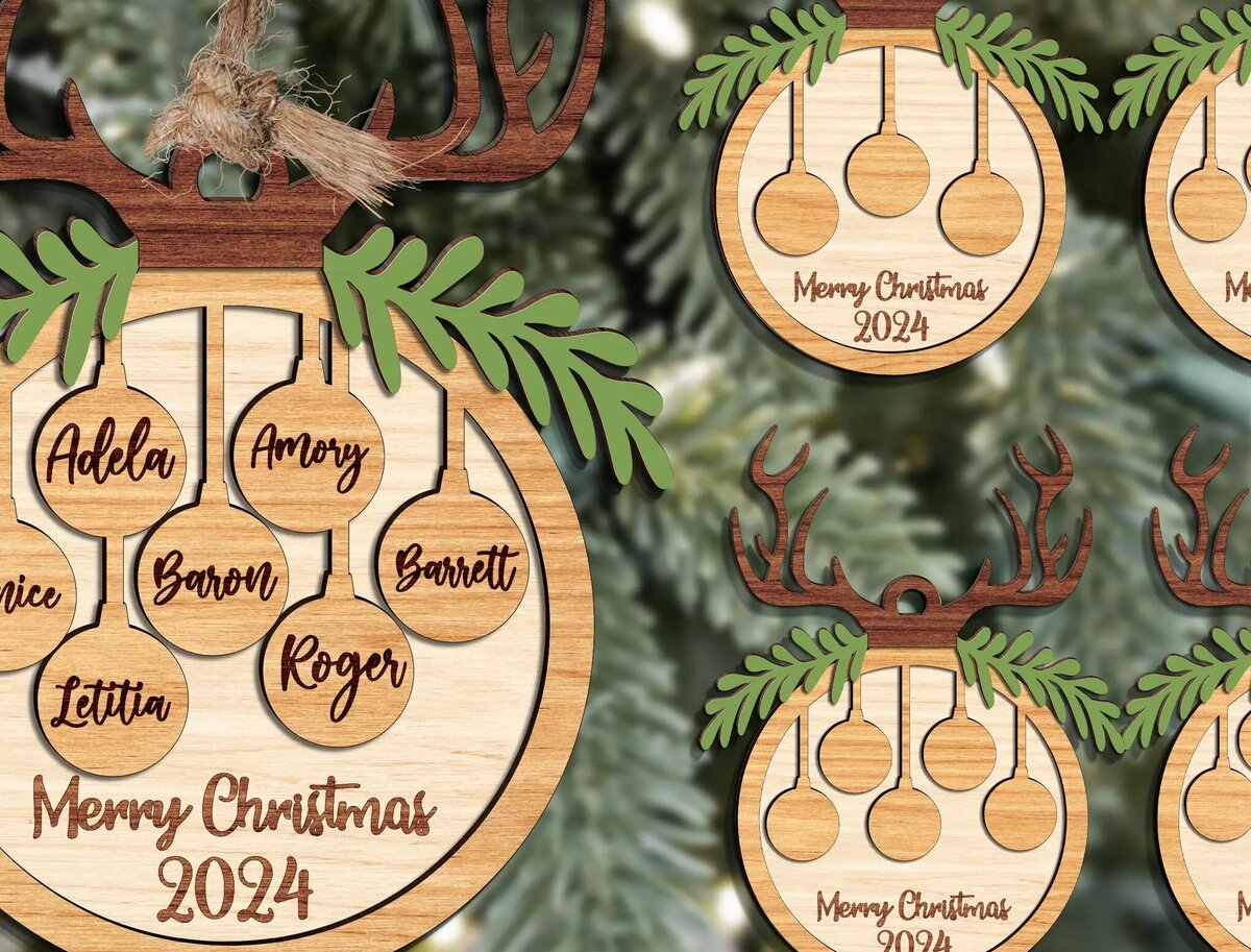 Σετ των 2 Intra απο ξύλο plywood 3mm-4mm πάχος – Εξατομικευμένο στολίδι για οικογένειες και κατοικίδια Δίασταση  20x20 cm INTRAFABR-111374145