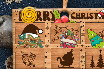 Σετ των 2 Intra απο ξύλο plywood 3mm-4mm πάχος – Εξατομικευμένο Οικογενειακό Χριστουγεννιάτικο Στολίδι Δίασταση  20x20 cm INTRAFABR-83471221