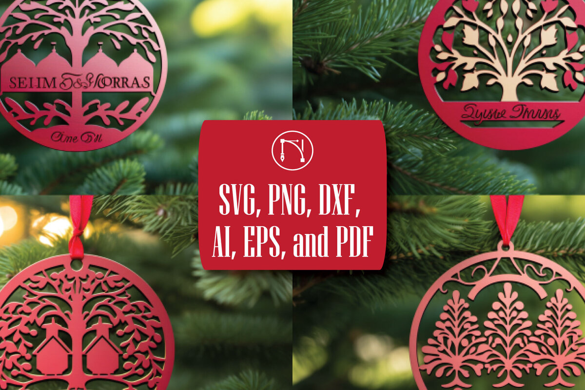 Σετ των 2 Intra απο ξύλο plywood 3mm-4mm πάχος – Εξατομικευμένο οικογενειακό χριστουγεννιάτικο πακέτο Δίασταση  20x20 cm INTRAFABR-82242300