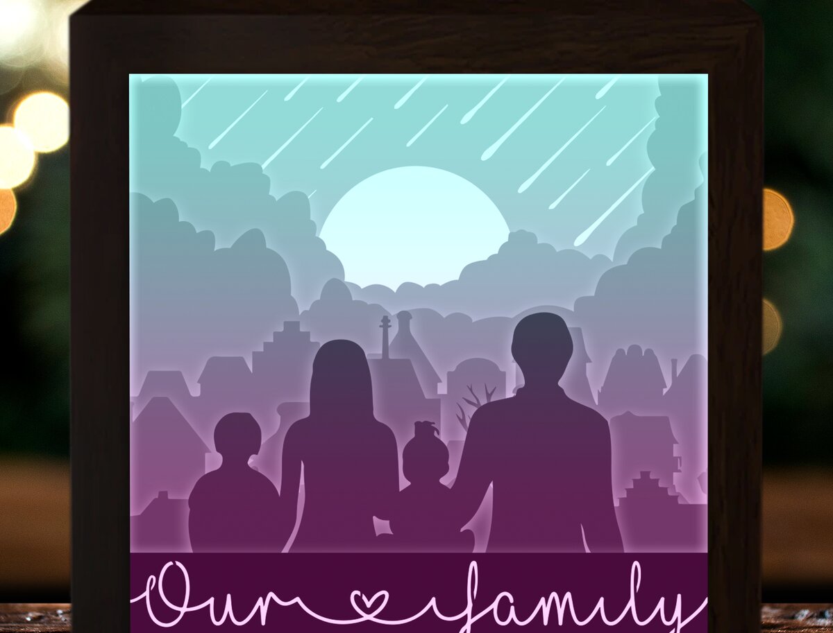 Σετ των 2 Intra απο ξύλο plywood 3mm-4mm πάχος – Προσαρμοσμένο όνομα μελών οικογένειας Δίασταση  20x20 cm INTRAFABR-27880685