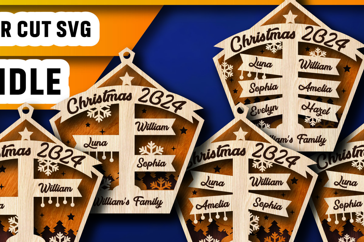 Σετ των 2 Intra απο ξύλο plywood 3mm-4mm πάχος – Εξατομικευμένο πακέτο οικογενειακών στολιδιών Δίασταση  20x20 cm INTRAFABR-105341100