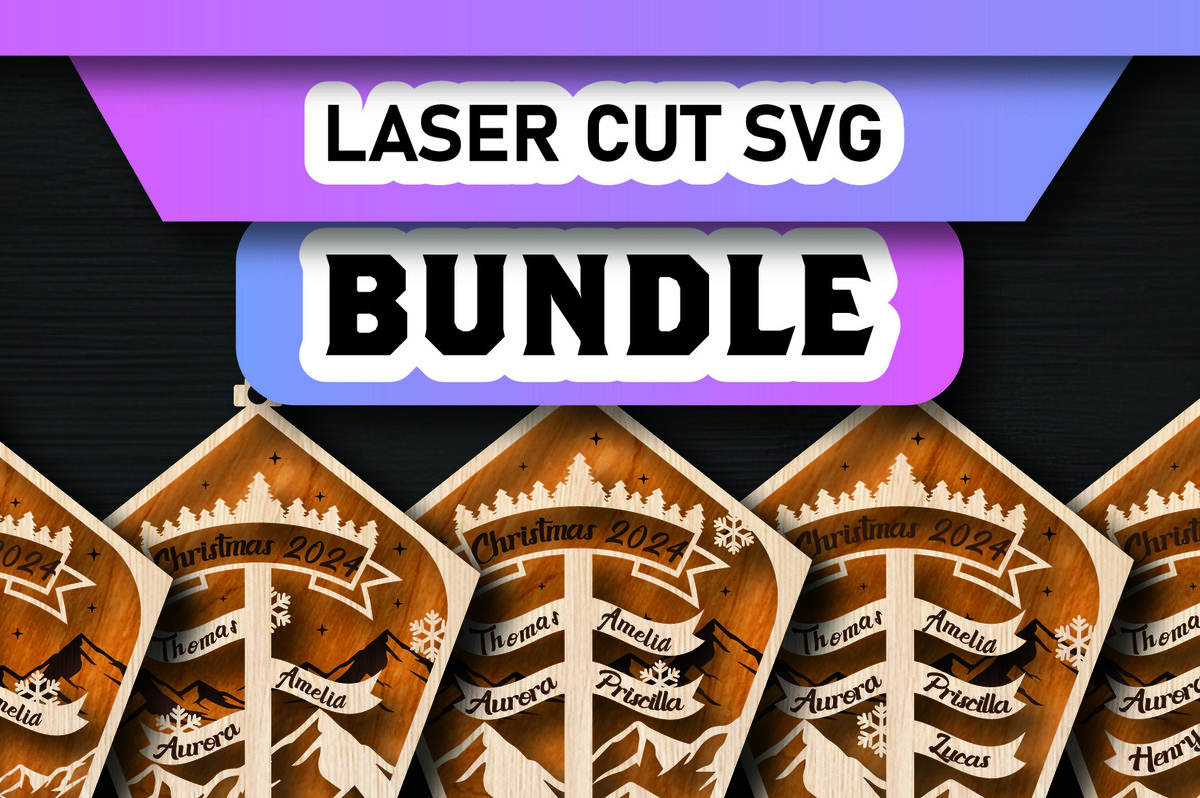 Σετ των 2 Intra απο ξύλο plywood 3mm-4mm πάχος – Εξατομικευμένο πακέτο οικογενειακών στολιδιών Δίασταση  20x20 cm INTRAFABR-105339757