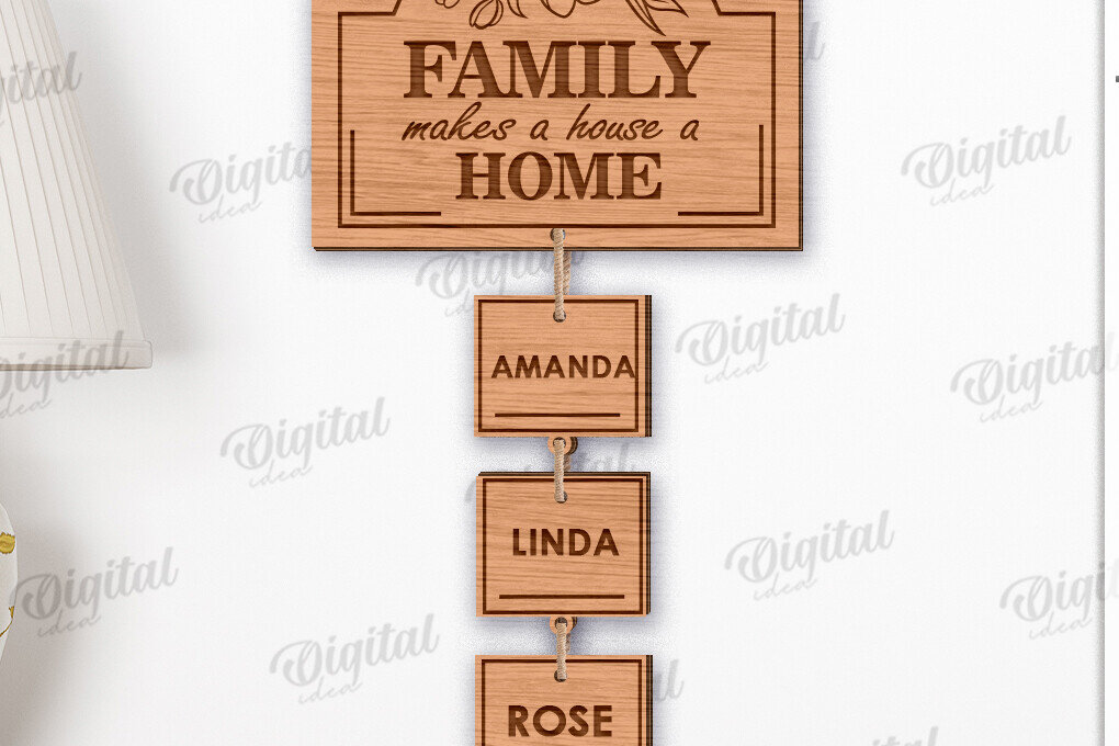 Σετ των 2 Intra απο ξύλο plywood 3mm-4mm πάχος – Εξατομικευμένη Οικογενειακή Ταμπέλα τοίχου Δίασταση  40x30 cm INTRAFABR-119614977