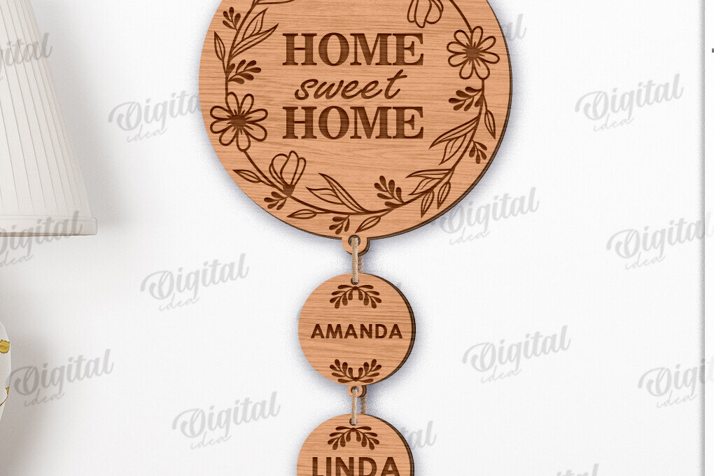 Σετ των 2 Intra απο ξύλο plywood 3mm-4mm πάχος – Εξατομικευμένη Οικογενειακή Ταμπέλα τοίχου Δίασταση  40x30 cm INTRAFABR-119615239