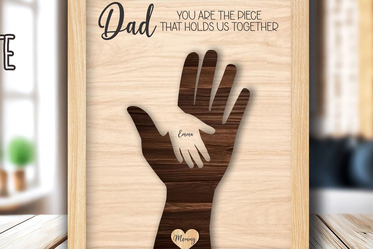 Σετ των 2 Intra απο ξύλο plywood 3mm-4mm πάχος – Εξατομικευμένη πινακίδα χειρός δώρου Πατέρων Δίασταση  20x20 cm INTRAFABR-115674834