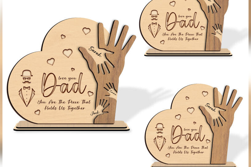 Σετ των 2 Intra απο ξύλο plywood 3mm-4mm πάχος – Εξατομικευμένη χειρός Πατέρων Δίασταση  20x20 cm INTRAFABR-123066319