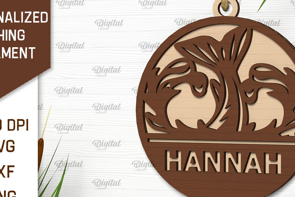 Σετ των 2 Intra απο ξύλο plywood 3mm-4mm πάχος – Εξατομικευμένο στολίδι ψαρέματος Δίασταση  20x20 cm INTRAFABR-102190914