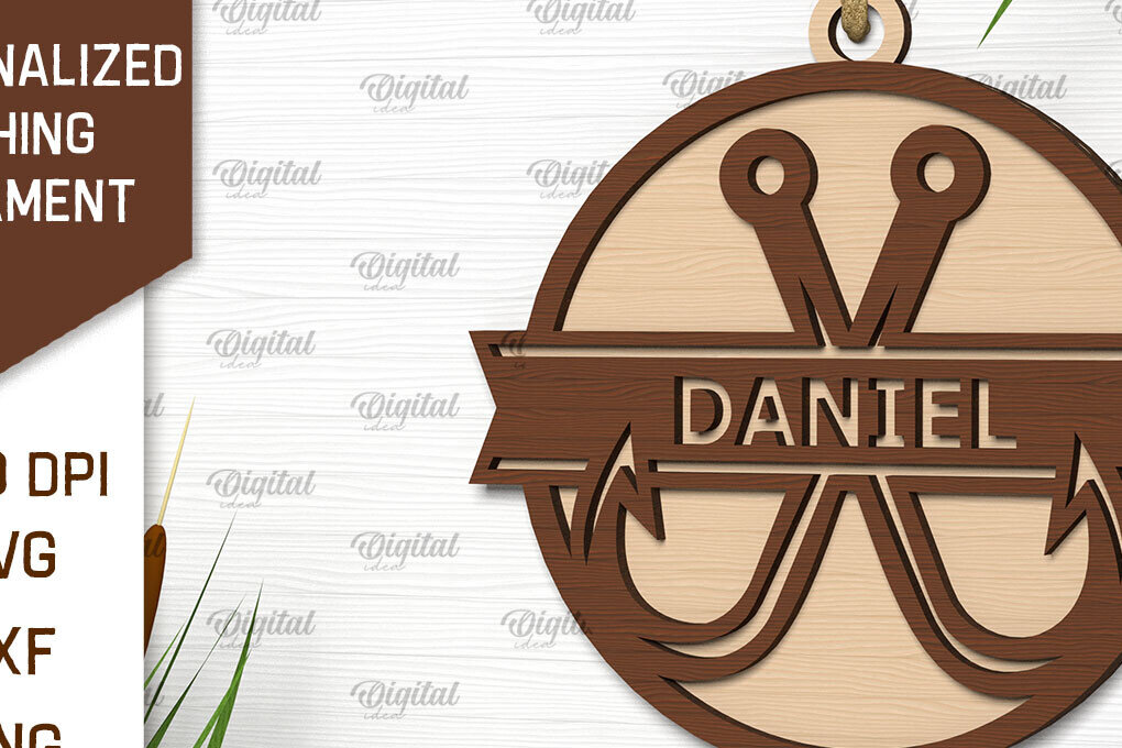 Σετ των 2 Intra απο ξύλο plywood 3mm-4mm πάχος – Εξατομικευμένο στολίδι ψαρέματος Δίασταση  20x20 cm INTRAFABR-102190954