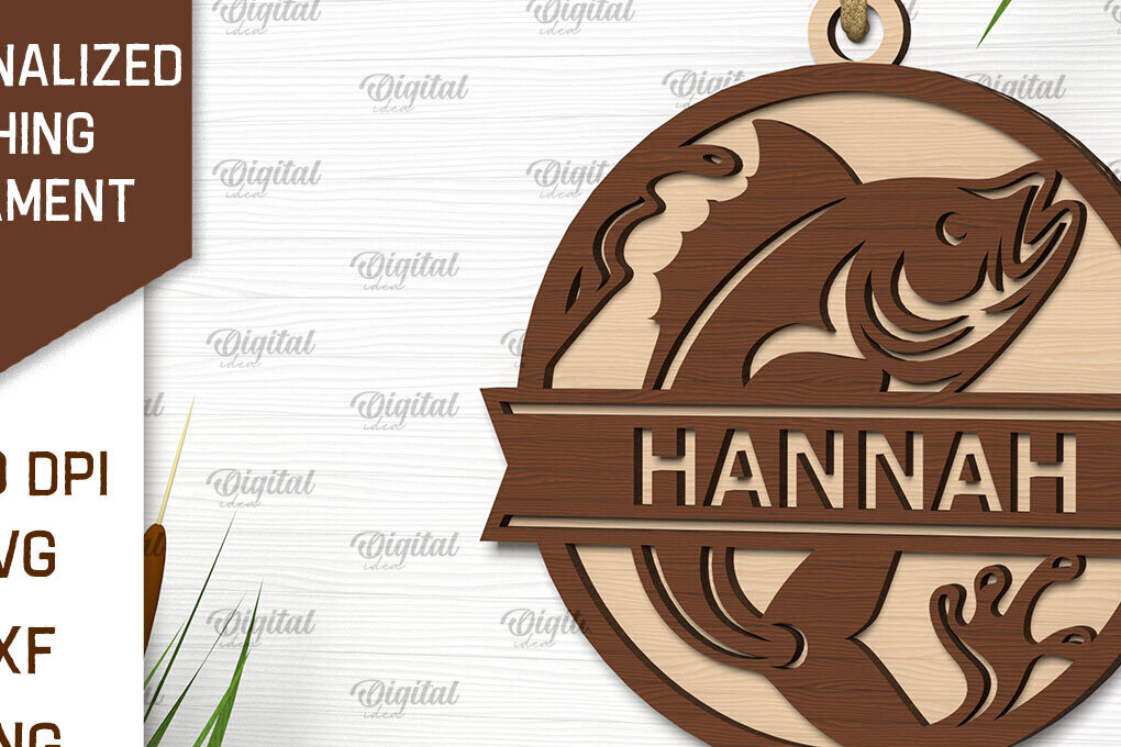 Σετ των 2 Intra απο ξύλο plywood 3mm-4mm πάχος – Εξατομικευμένο στολίδι ψαρέματος Δίασταση  20x20 cm INTRAFABR-102191017