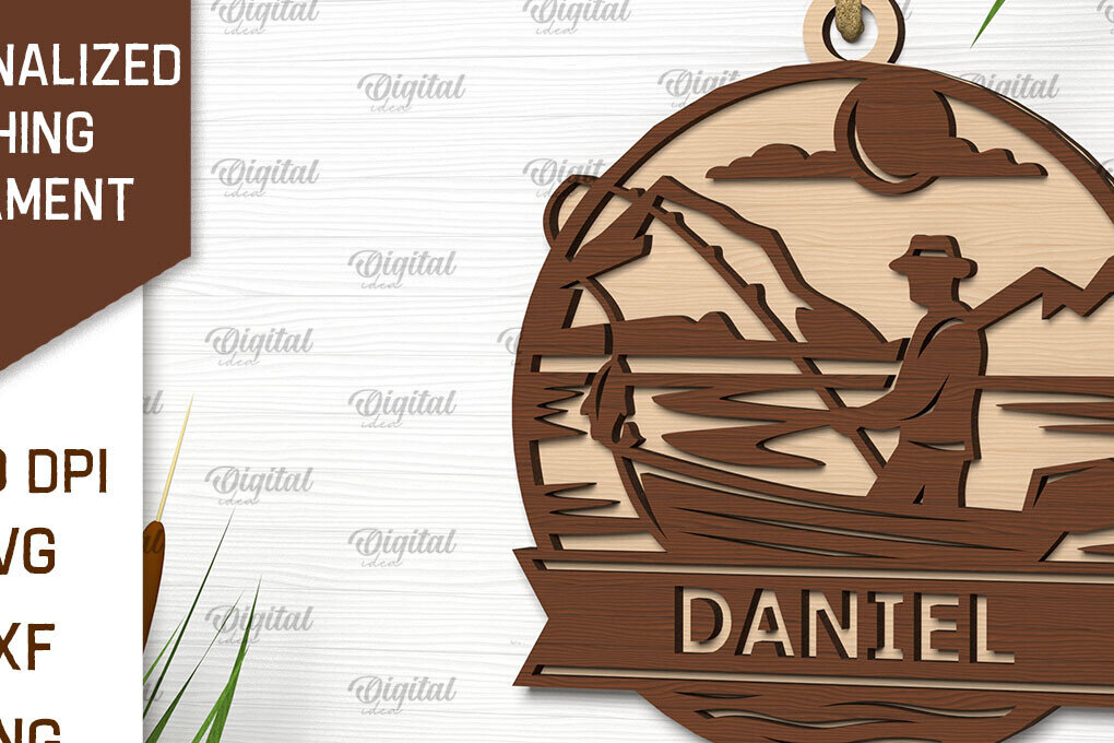 Σετ των 2 Intra απο ξύλο plywood 3mm-4mm πάχος – Εξατομικευμένο στολίδι ψαρέματος Δίασταση  20x20 cm INTRAFABR-102190845