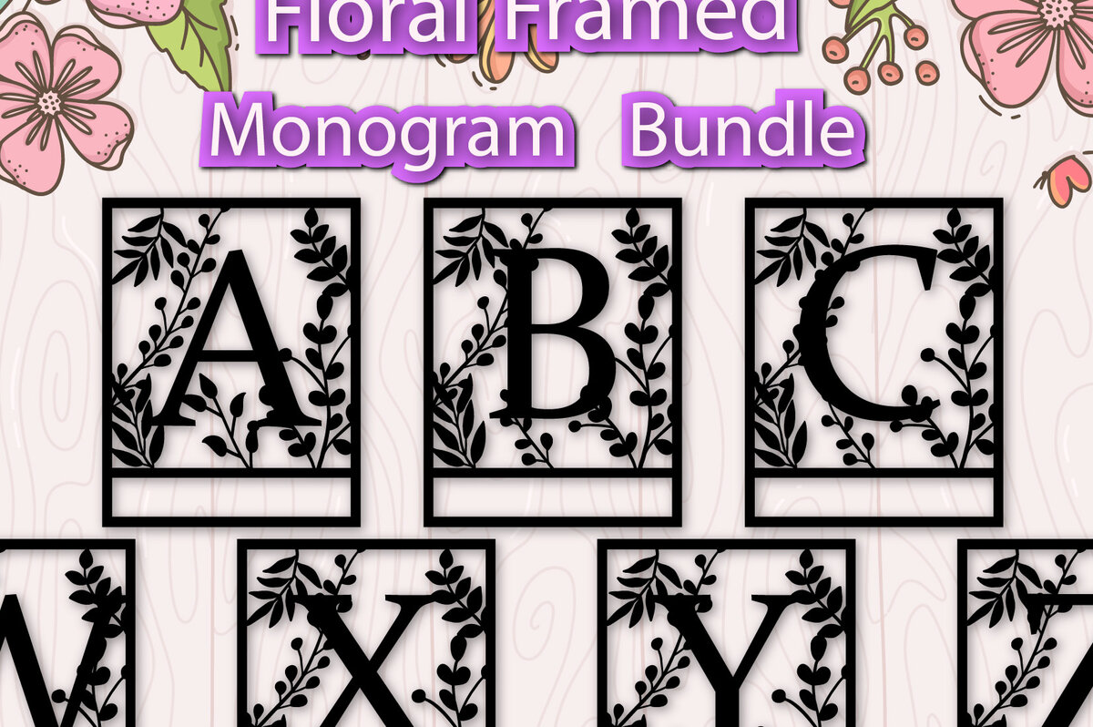 Σετ των 2 Intra απο ξύλο plywood 3mm-4mm πάχος – Εξατομικευμένο πακέτο λουλουδιών μονογραμμάτων Δίασταση  20x20 cm INTRAFABR-68671303