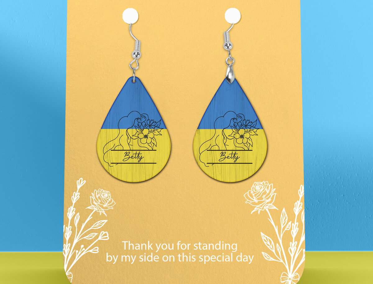 Σετ των 3 Intra απο ξύλο plywood 3mm-4mm πάχος – Εξατομικευμένο φλοράλ σκουλαρίκι Ουκρανίας Δίασταση  5x5 cm INTRAFABR-26597911