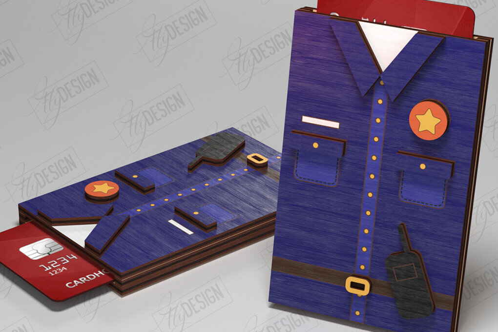 Σετ των 2 Intra απο ξύλο plywood 3mm-4mm πάχος – Εξατομικευμένη Κάτοχος Δωροκάρτας |Policeman Δίασταση  20x20 cm INTRAFABR-121130296