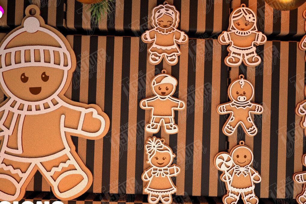 Σετ των 2 Intra απο ξύλο plywood 3mm-4mm πάχος – Εξατομικευμένο στολίδι με τζίντζερ Δίασταση  20x20 cm INTRAFABR-104427154