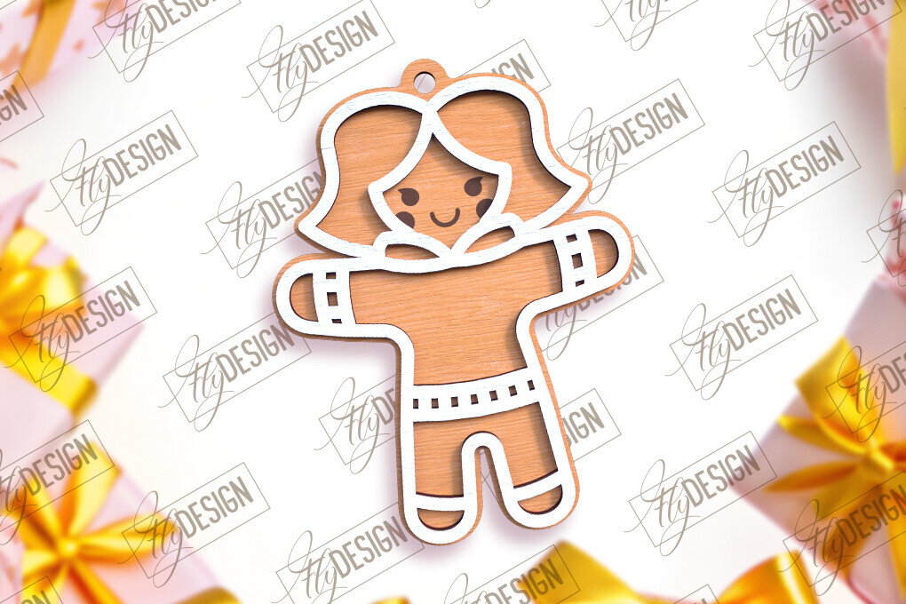 Σετ των 2 Intra απο ξύλο plywood 3mm-4mm πάχος – Εξατομικευμένο στολίδι με μελόψωμο | CNC Δίασταση  20x20 cm INTRAFABR-104175860