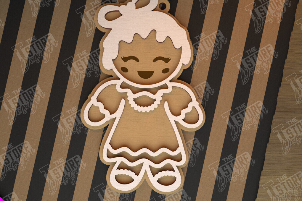 Σετ των 2 Intra απο ξύλο plywood 3mm-4mm πάχος – Εξατομικευμένο στολίδι με μελόψωμο | CNC Δίασταση  20x20 cm INTRAFABR-104426987