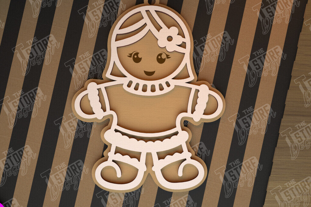 Σετ των 2 Intra απο ξύλο plywood 3mm-4mm πάχος – Εξατομικευμένο στολίδι με μελόψωμο | CNC Δίασταση  20x20 cm INTRAFABR-104426993