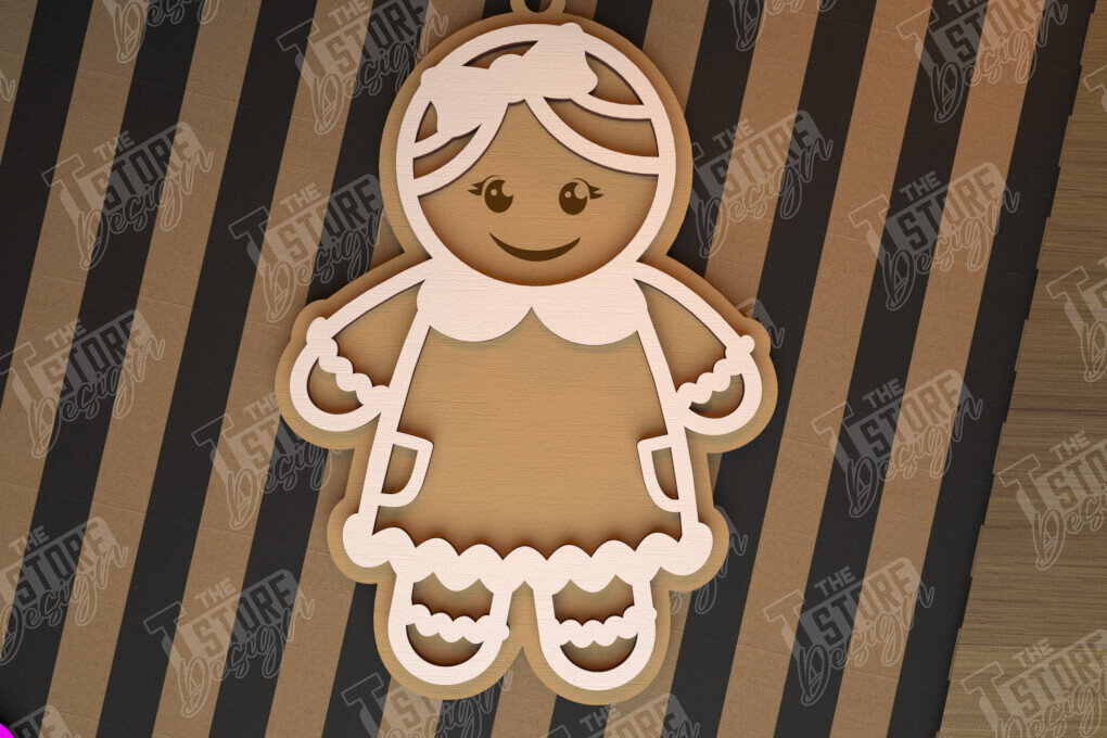 Σετ των 2 Intra απο ξύλο plywood 3mm-4mm πάχος – Εξατομικευμένο στολίδι με μελόψωμο | CNC Δίασταση  20x20 cm INTRAFABR-104427000