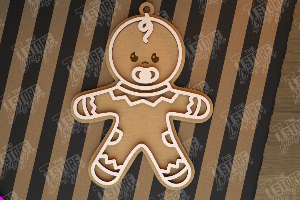 Σετ των 2 Intra απο ξύλο plywood 3mm-4mm πάχος – Εξατομικευμένο στολίδι με μελόψωμο | CNC Δίασταση  20x20 cm INTRAFABR-104427004