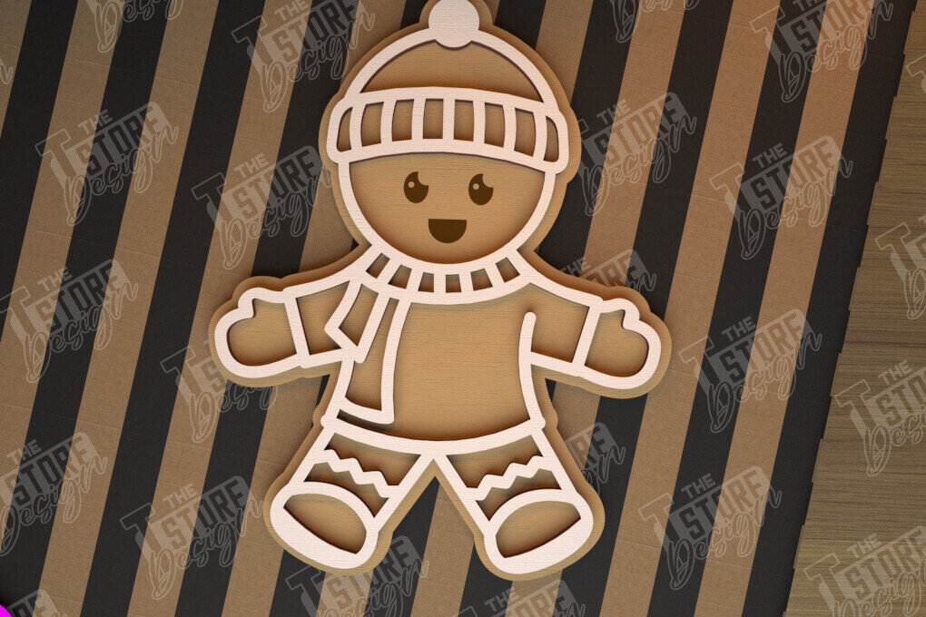 Σετ των 2 Intra απο ξύλο plywood 3mm-4mm πάχος – Εξατομικευμένο στολίδι με μελόψωμο | CNC Δίασταση  20x20 cm INTRAFABR-104427024