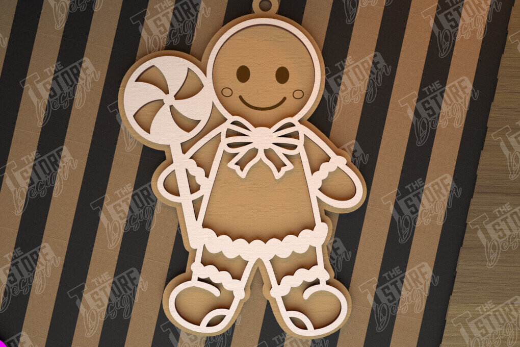 Σετ των 2 Intra απο ξύλο plywood 3mm-4mm πάχος – Εξατομικευμένο στολίδι με μελόψωμο | CNC Δίασταση  20x20 cm INTRAFABR-104427028