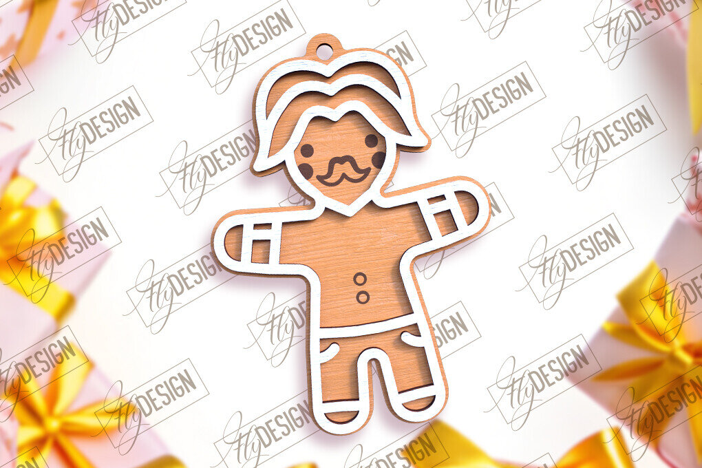 Σετ των 2 Intra απο ξύλο plywood 3mm-4mm πάχος – Εξατομικευμένο στολίδι με μελόψωμο | CNC Δίασταση  20x20 cm INTRAFABR-104175506