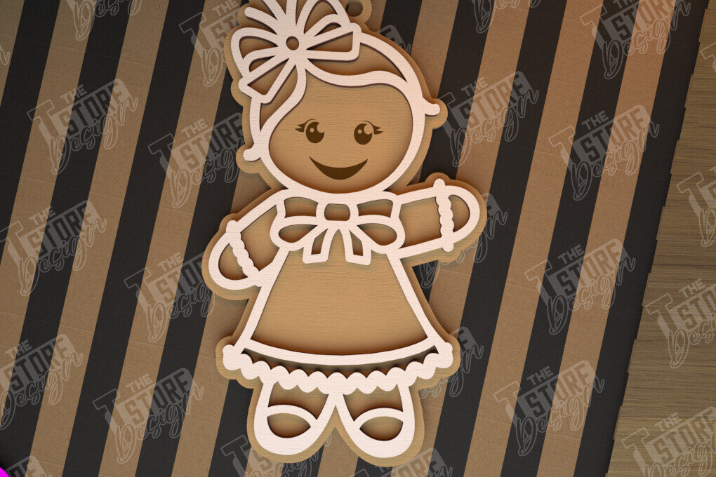 Σετ των 2 Intra απο ξύλο plywood 3mm-4mm πάχος – Εξατομικευμένο στολίδι με μελόψωμο | CNC Δίασταση  20x20 cm INTRAFABR-104427034