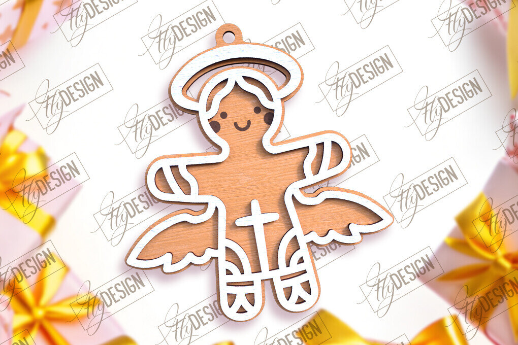 Σετ των 2 Intra απο ξύλο plywood 3mm-4mm πάχος – Εξατομικευμένο στολίδι με μελόψωμο | CNC Δίασταση  20x20 cm INTRAFABR-104175552