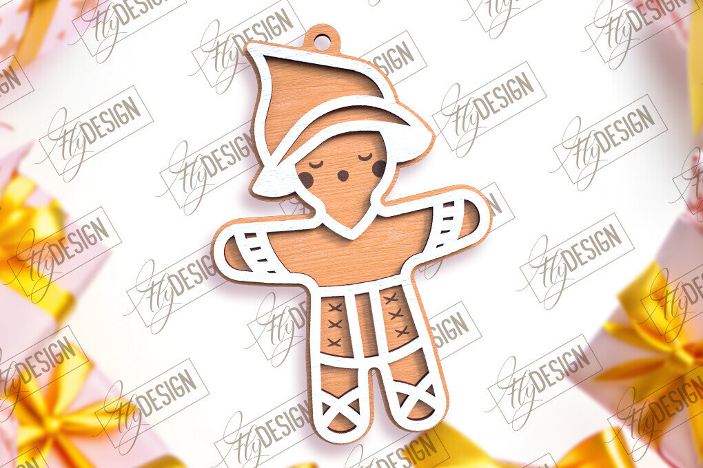 Σετ των 2 Intra απο ξύλο plywood 3mm-4mm πάχος – Εξατομικευμένο στολίδι με μελόψωμο | CNC Δίασταση  20x20 cm INTRAFABR-104175570