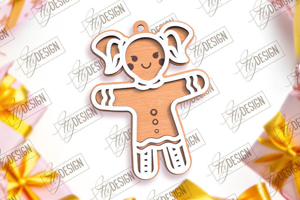 Σετ των 2 Intra απο ξύλο plywood 3mm-4mm πάχος – Εξατομικευμένο στολίδι με μελόψωμο | CNC Δίασταση  20x20 cm INTRAFABR-104175627