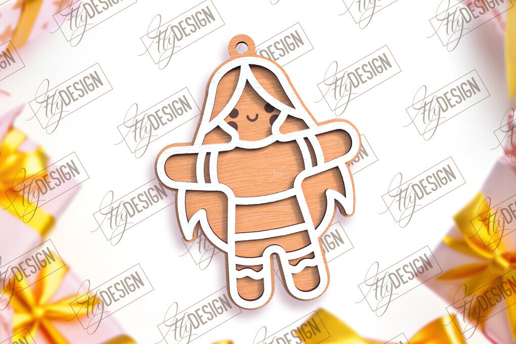 Σετ των 2 Intra απο ξύλο plywood 3mm-4mm πάχος – Εξατομικευμένο στολίδι με μελόψωμο | CNC Δίασταση  20x20 cm INTRAFABR-104175655