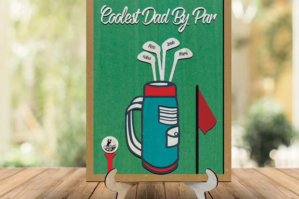 Σετ των 2 Intra απο ξύλο plywood 3mm-4mm πάχος – Personalized Golf Dad από την Par Δίασταση  20x20 cm INTRAFABR-31201500