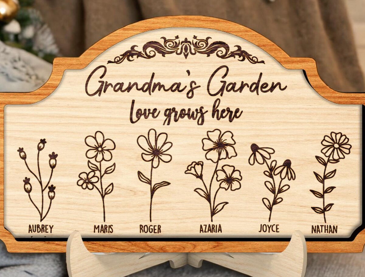 Σετ των 2 Intra απο ξύλο plywood 3mm-4mm πάχος – Εξατομικευμένη πινακίδα κήπου της γιαγιάς Δίασταση  20x20 cm INTRAFABR-117940267